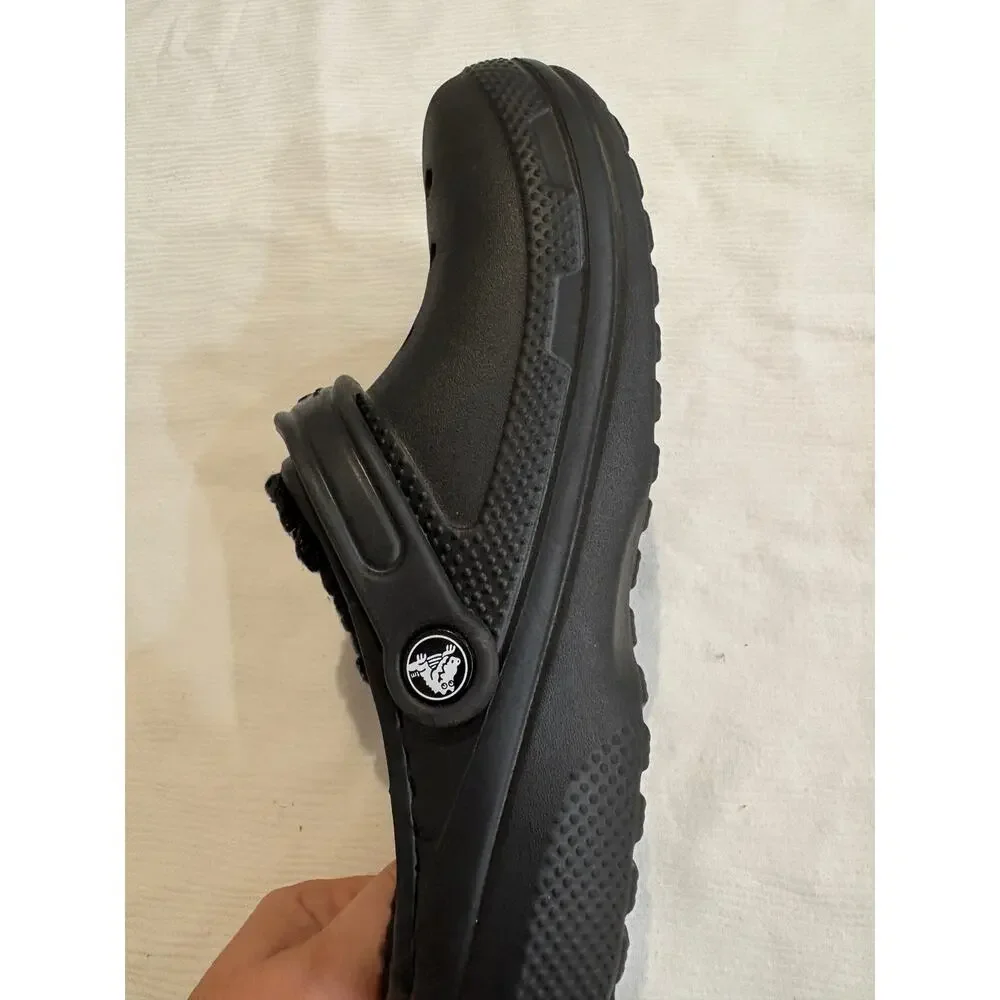 Crocs Classic Dual Comfort Black Fleece Lined Clogs Mens 6 Womens 8